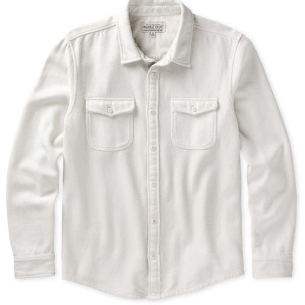 Outerknown Men XXL Chroma Blanket Shirt Solid Beige Salt 100% Organic Cotton NWT
